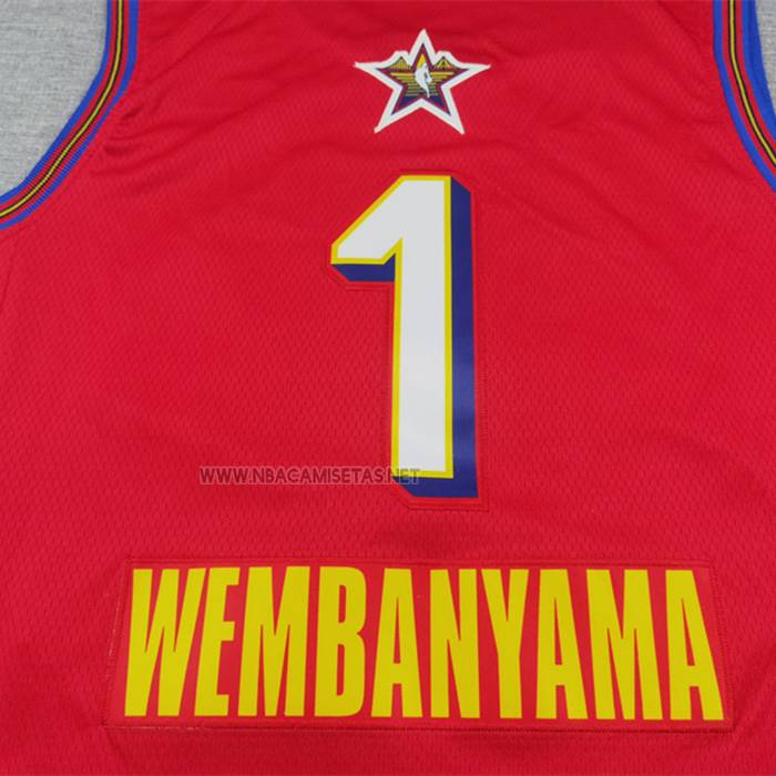 Camiseta All Star 2025 San Antonio Spurs Victor Wembanyama NO 1 Rojo